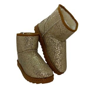 Mudd New Designer Gold Sparkle Faux Fur Lined Women's Booties - sz. 8 1/2